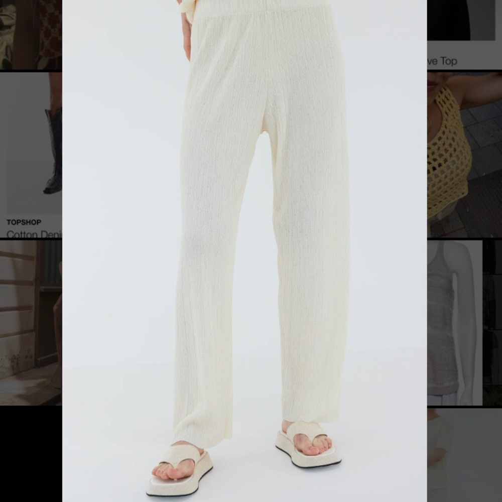 Nwot Source Unknown Plisse Cream Pants - image 3